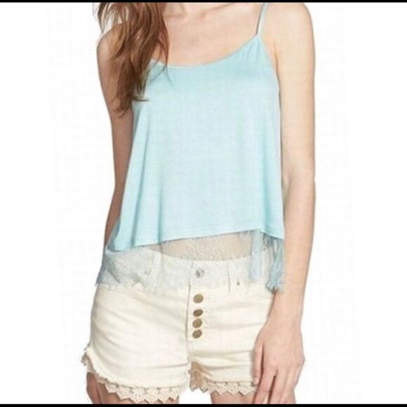 Frenchi Blue Eyelash Crop Top Tank Top Nordstrom Small - Picture 1 of 6